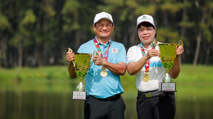 Golfer Hoàng Ngọc Quý và Ngô Thị An Trinh vô địch Giải Trung niên Quốc gia 2025 - Cúp Nam A Bank